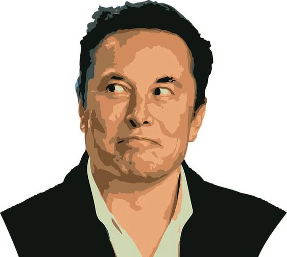 Stylized vector portrait of a man in a dark blazer and light shirt looking to the left.