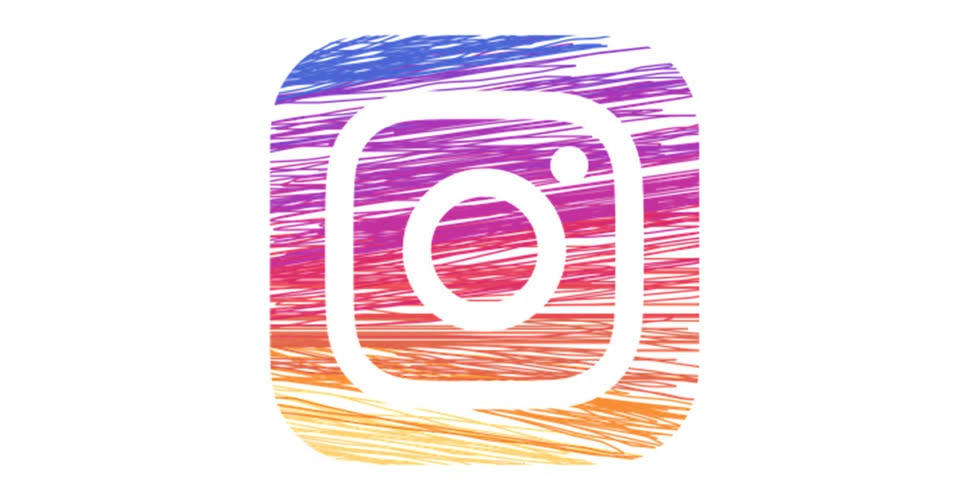 Instagram logo in a multicolor scribble texture (gradient rainbow)