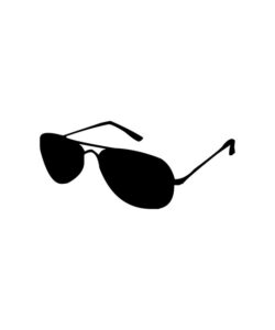 Silhouette of black aviator sunglasses on a white background, facing left to right